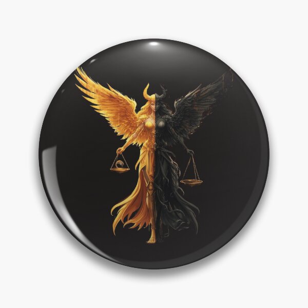 Item preview, Half Angel Half Demon Goddess Holding Scales of Justice - Duality Fantasy Art designed and sold by TitanRN.