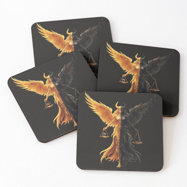 Item preview, Half Angel Half Demon Goddess Holding Scales of Justice - Duality Fantasy Art designed and sold by TitanRN.
