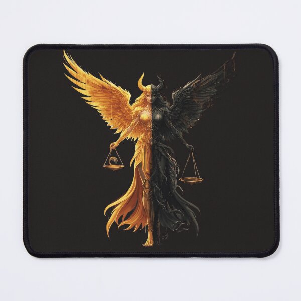 Item preview, Half Angel Half Demon Goddess Holding Scales of Justice - Duality Fantasy Art designed and sold by TitanRN.