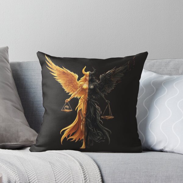 Item preview, Half Angel Half Demon Goddess Holding Scales of Justice - Duality Fantasy Art designed and sold by TitanRN.
