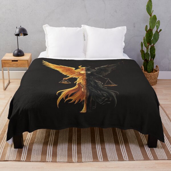Item preview, Half Angel Half Demon Goddess Holding Scales of Justice - Duality Fantasy Art designed and sold by TitanRN.