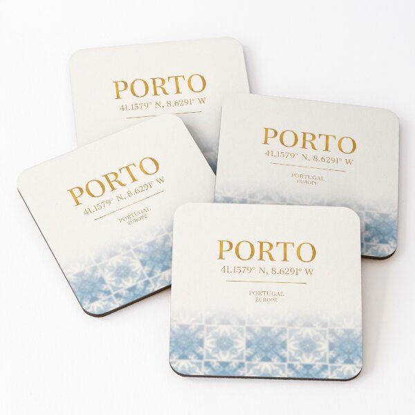 Item preview, Porto Portugal Coordinates Blue Azulejo Art designed and sold by vivaportugalstore.