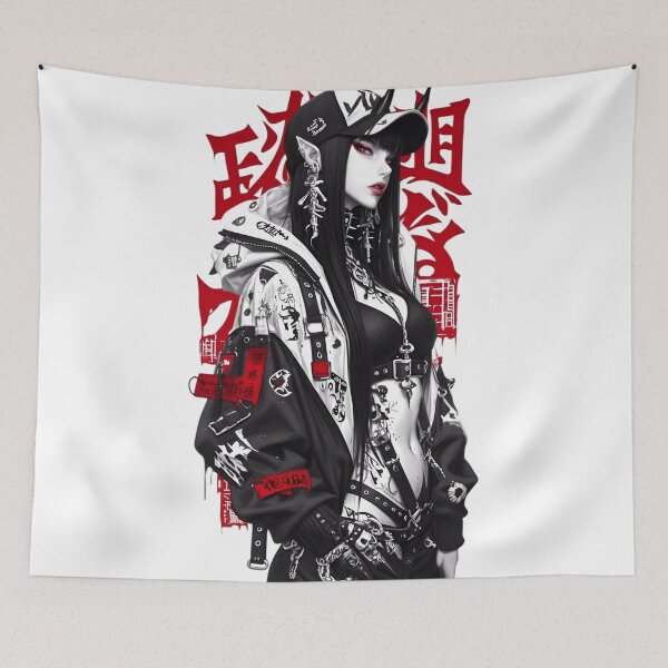 Item preview, Cyberpunk Demon Girl — Dark Streetwear Aesthetic Art designed and sold by Dyan4.
