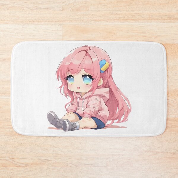Item preview, Cute Pink Chibi Sitting Girl Sticker designed and sold by AMPrintsArt.