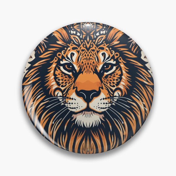 Item preview, Ornate Lion Tiger Portrait: Detailed Feline Head with Mandala Crown, Bold Orange and Black Neo-Traditional Art designed and sold by HimBoo.