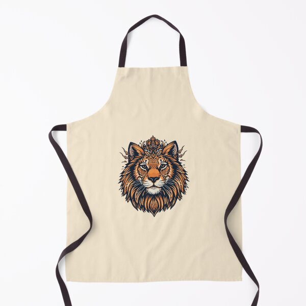 Item preview, Ornate Lion Tiger Portrait: Detailed Feline Head with Mandala Crown, Bold Orange and Black Neo-Traditional Art designed and sold by HimBoo.