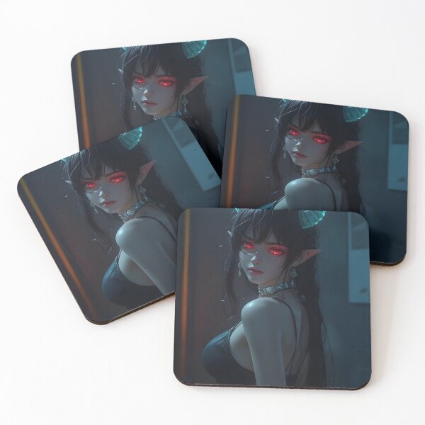 Item preview, Dark Aesthetic Demon Girl Portrait designed and sold by AMPrintsArt.