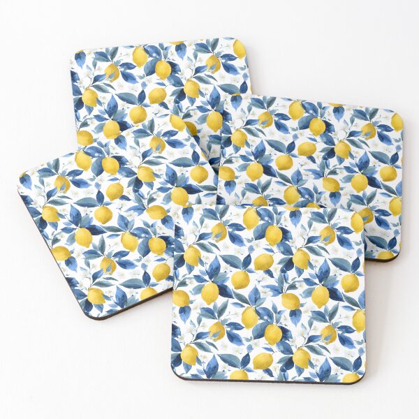 Item preview, Mediterranean Lemon Tile Pattern – Coastal Blue Ceramic Summer Apron designed and sold by Suzy Perez Art.