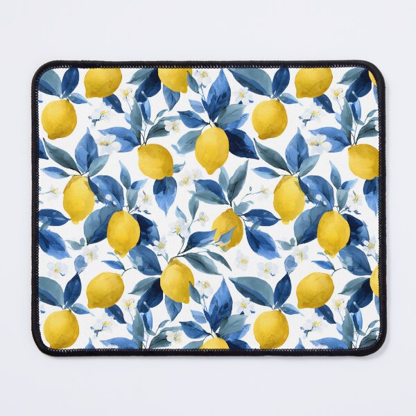 Item preview, Mediterranean Lemon Tile Pattern – Coastal Blue Ceramic Summer Apron designed and sold by Suzy Perez Art.