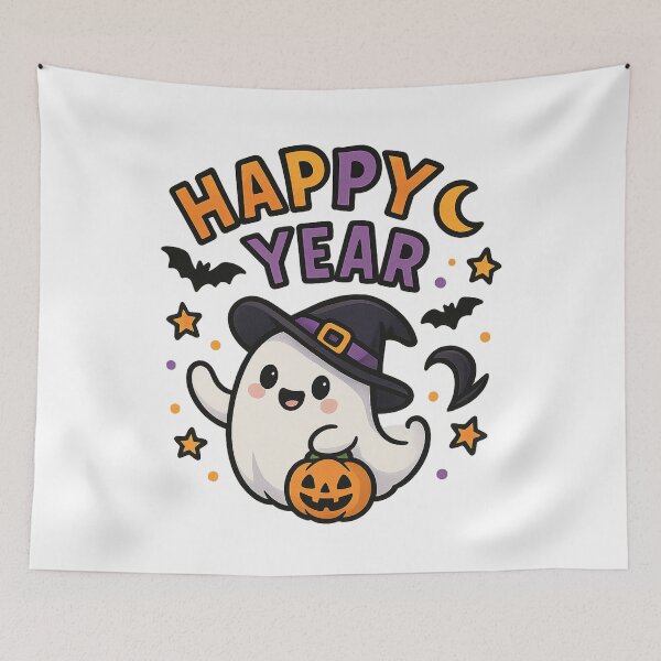 Item preview, Cute Ghost Happy New Year Design designed and sold by HiteshArt111.
