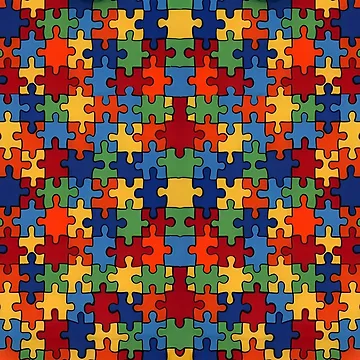 Artwork thumbnail, Colorful Interlocking Puzzle Pattern by Lineesh Kumar