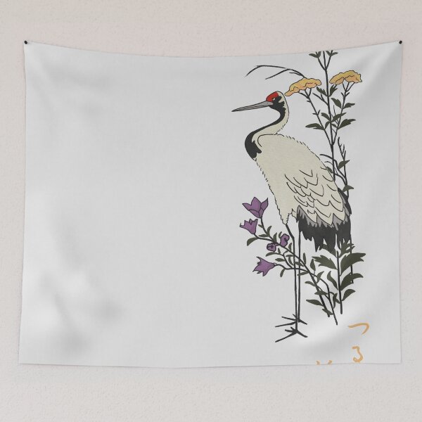 Item preview, Crane with Autumn Flowers – Timeless Japan Art | Hiroshige Inspired Kachōga designed and sold by tokomoroJP.
