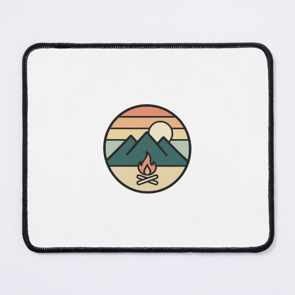 Item preview, Minimal Retro Mountain Campfire Badge designed and sold by Le Grand Requin.