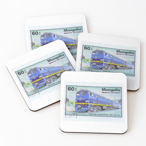 Artikelvorschau, Mongolische Eisenbahn Blauer Zug Briefmarke entworfen und verkauft von red-amber65.