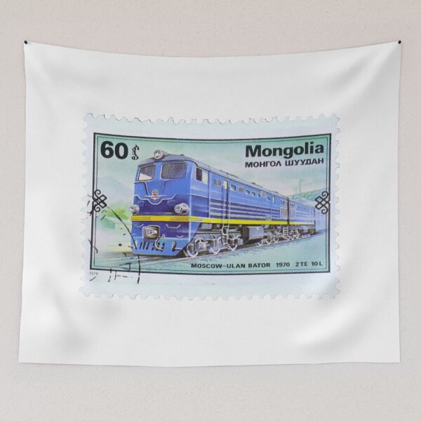 Artikelvorschau, Mongolische Eisenbahn Blauer Zug Briefmarke entworfen und verkauft von red-amber65.