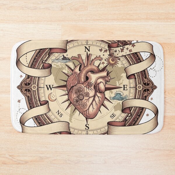 Item preview, Vintage Steampunk Heart Compass | Nautical Anatomical Art Print for Travelers & Adventurers designed and sold by Thaj.
