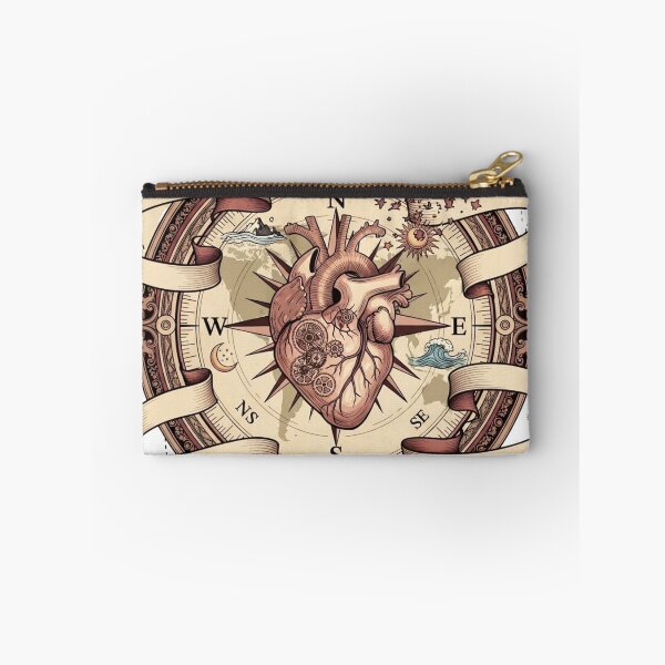 Item preview, Vintage Steampunk Heart Compass | Nautical Anatomical Art Print for Travelers & Adventurers designed and sold by Thaj.