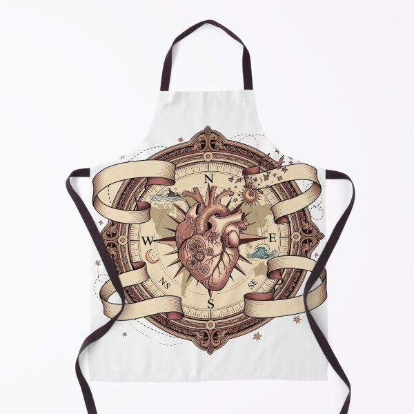 Item preview, Vintage Steampunk Heart Compass | Nautical Anatomical Art Print for Travelers & Adventurers designed and sold by Thaj.
