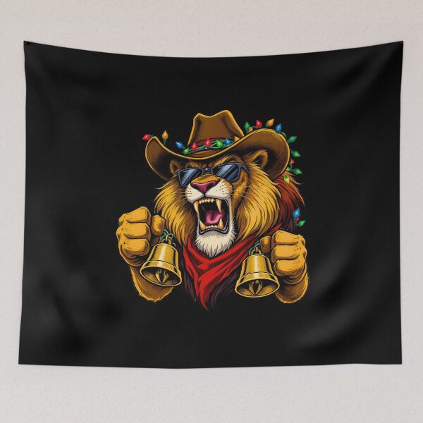 Item preview, Christmas Cowboy Lion | Jingle Bells Too Loud designed and sold by ColorSplash123.