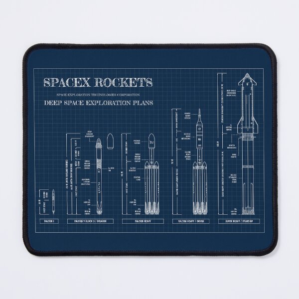 Item preview, SPACEX Rockets (Navy Blueprint) designed and sold by BGALAXY.
