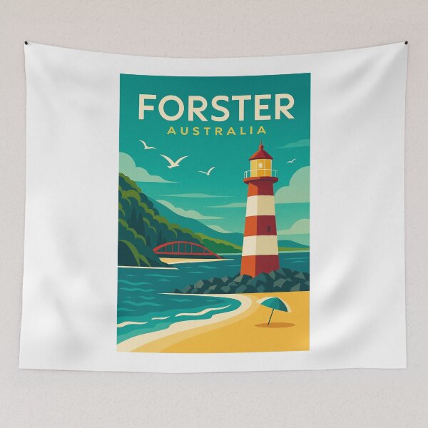 Item preview, Forster Lighthouse Scenic View Australia Travel Art designed and sold by Aryabek.