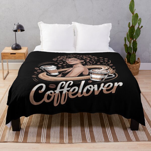Item preview, Coffee Lover Afro Messy Bun Hair Black Woman Coffee Drinking designed and sold by PowAcademy.