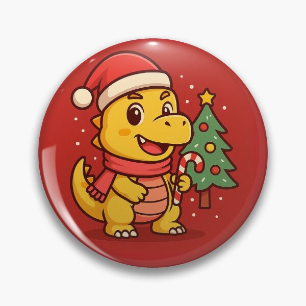 Aperçu de l'œuvre Adorable dinosaure jaune de Noël | Illustration de dinosaure kawaii pour les fêtes créée et vendue par TrendBoost.
