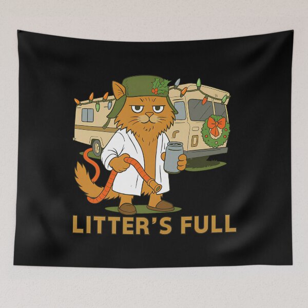 Item preview, Litter's Full Christmas Vacation Cat, Litters Full Cat, National Lampoon's Christmas Vacation Shitter's Full, Christmas Cat designed and sold by Tiar-Kin.