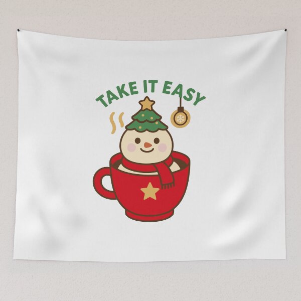 Item preview, sticker-Take It Easy Snowman in Coffee Cup – Cute Christmas Hot Bath Winter Illustration designed and sold by ColorNestStudio.