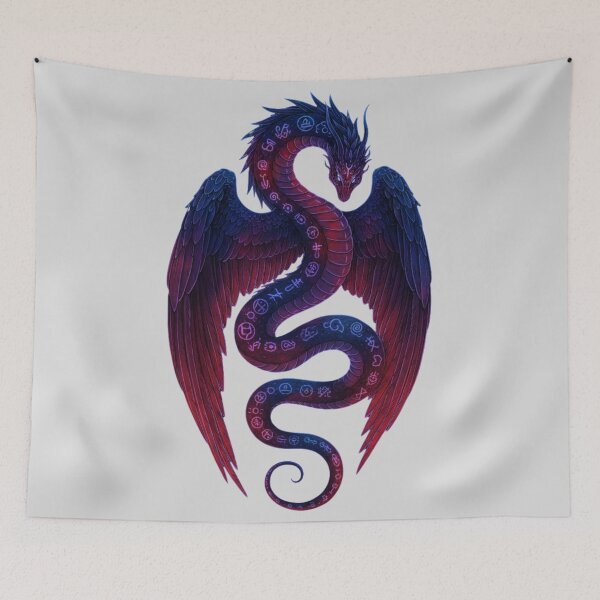Item preview, Nightborn Seraph Serpent:Ominous Celestial Serpent with Feathered Wings and Arcane Sigils  designed and sold by SebastianSpace.