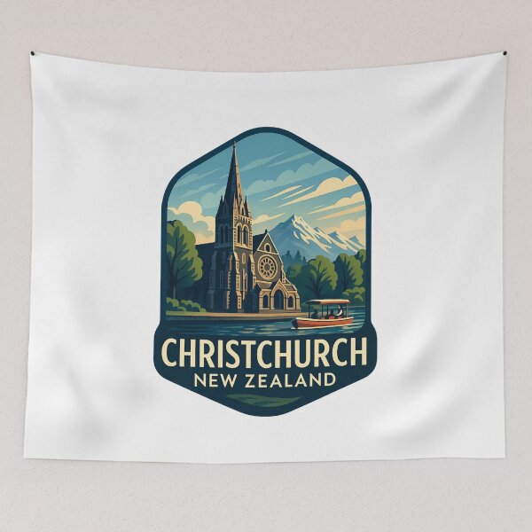 Item preview,  Christchurch Cathedral and Avon River, Canterbury designed and sold by Aryabek.