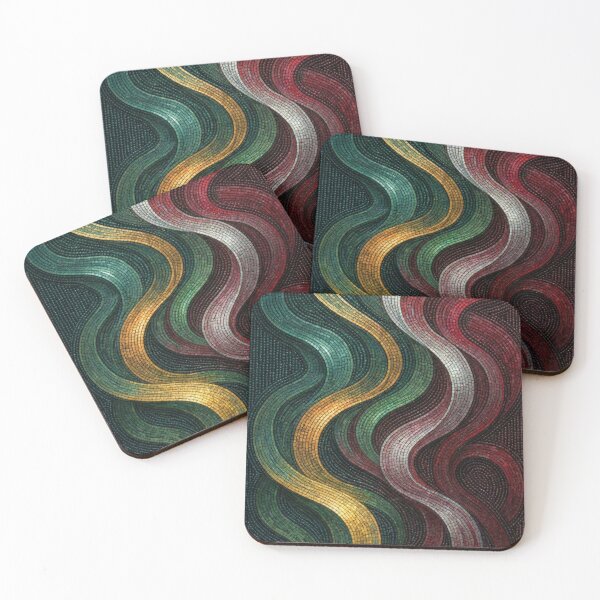 Item preview, Abstract Mosaic Waves Blue Gold Pattern designed and sold by korandkan.