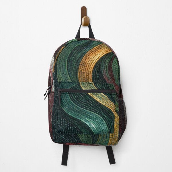 Item preview, Abstract Mosaic Waves Blue Gold Pattern designed and sold by korandkan.