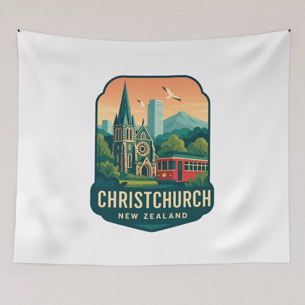 Item preview,  Historic Cathedral and Tram in Christchurch, New Zealand designed and sold by Aryabek.