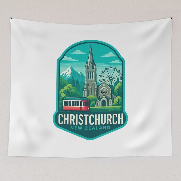 Item preview,  Christchurch Cathedral, Tramway and Alps, Canterburyx designed and sold by Aryabek.