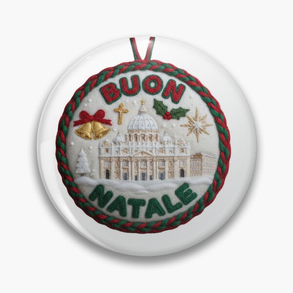 Item preview, Felt Vatican City Snowy Cityscape Emblem – Buon Natale Embroidered Christmas Badge designed and sold by Imaginarium of Chaos falcon88 .