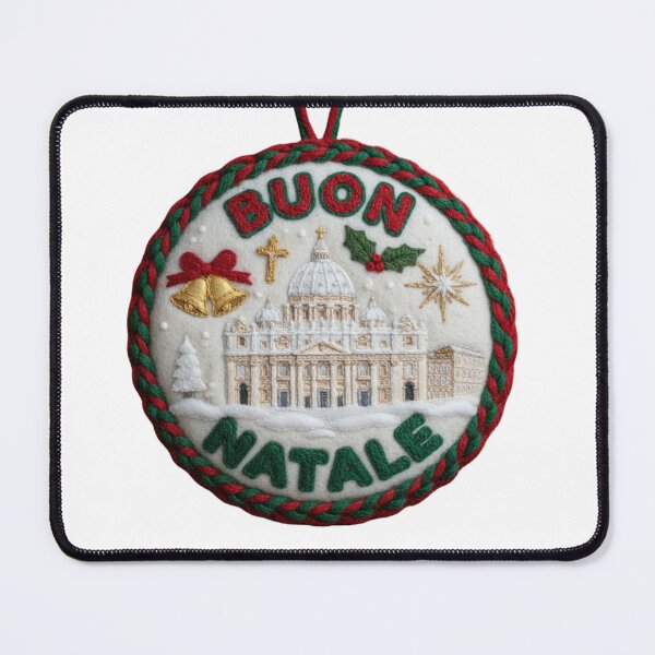 Item preview, Felt Vatican City Snowy Cityscape Emblem – Buon Natale Embroidered Christmas Badge designed and sold by Imaginarium of Chaos falcon88 .