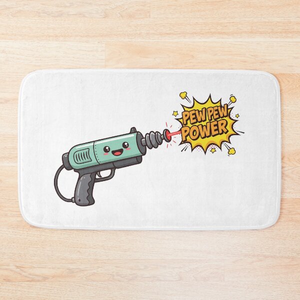 Item preview, Cute Cartoon Laser Gun Shooting "Pew Pew Power" Ray. Adorable Kawaii Style Ray Gun with Happy Face and Comic Speech Bubble. Vector Illustration. designed and sold by Dofitopia.