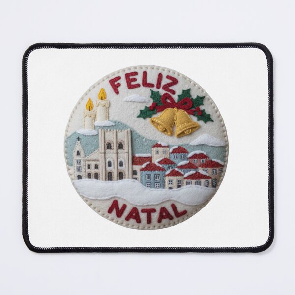 Item preview, Felt Lisbon Snow Cityscape Emblem – Feliz Natal Stitched Christmas Ornament Badge designed and sold by Imaginarium of Chaos falcon88 .