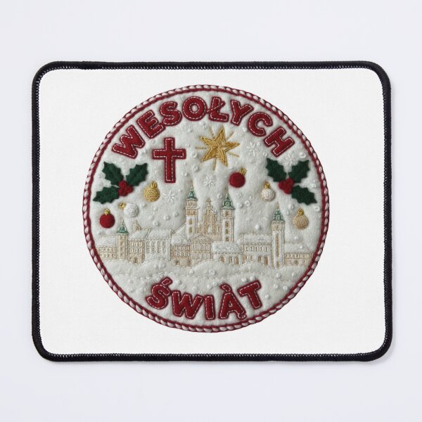 Item preview, Felt Warsaw Snowy Cityscape Emblem – Wesołych Świąt Polish Embroidered Christmas Badge designed and sold by Imaginarium of Chaos falcon88 .
