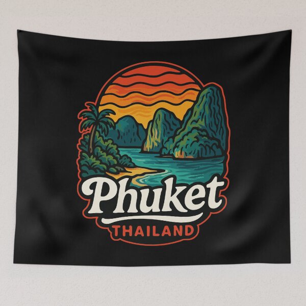 Item preview, Phuket Island Thailand Retro Trippy Travel designed and sold by TomFrontierArt.