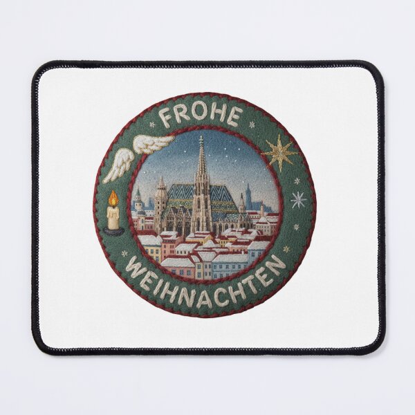 Item preview, Felt Vienna Snow Cityscape Emblem – Frohe Weihnachten Embroidered Holiday Badge designed and sold by Imaginarium of Chaos falcon88 .