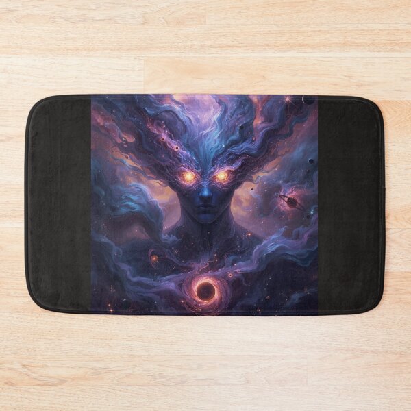 Item preview, Cosmic Nebula Goddess Fantasy Art - Ethereal Space Deity with Glowing Eyes and Black Hole designed and sold by TitanRN.