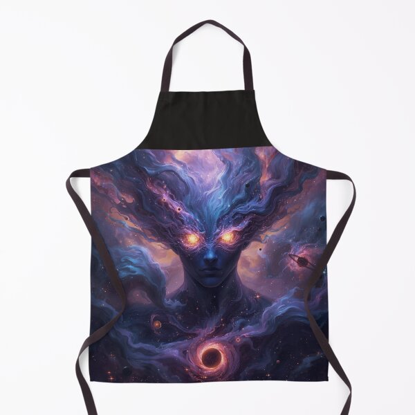 Item preview, Cosmic Nebula Goddess Fantasy Art - Ethereal Space Deity with Glowing Eyes and Black Hole designed and sold by TitanRN.