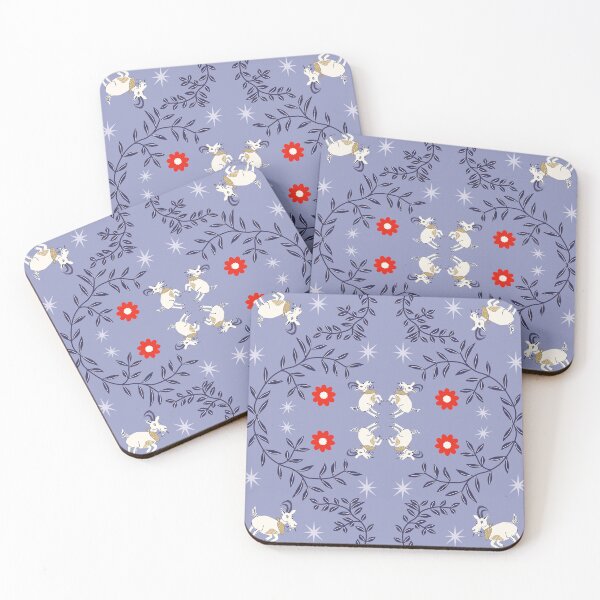 Item preview, Medium blue symmetry of goats cleaning and eating a Christmas tree designed and sold by WONDERPRINTVALLEY.