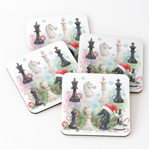 Item preview, Christmas Chess Pieces - Festive Holiday Artwork with Santa Hats and Decorations designed and sold by Anastasiia Yurevych.