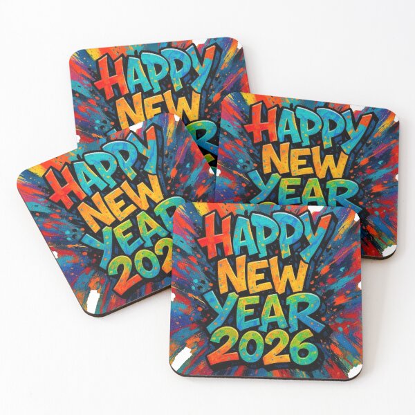Item preview, Happy New Year 2026 Colorful Explosion | Vibrant Festive Typography Art designed and sold by mayarelshukairi.