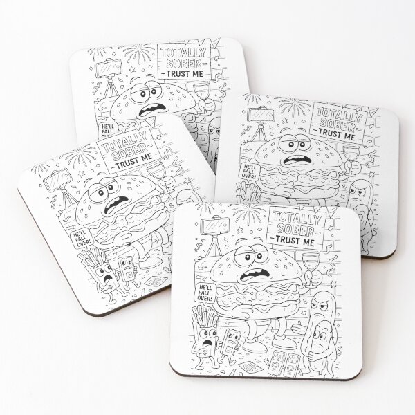 Item preview, Funny Party Burger – Cartoon Coloring Page Chaos designed and sold by ComedyInkFactor.