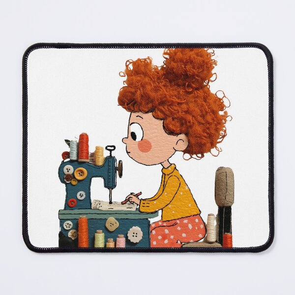 Item preview, Cozy Sewing Girl – Handmade Gifts & Craft Lover Illustration designed and sold by olenadykun.ai.