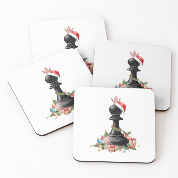 Item preview, Christmas Chess Queen  Watercolor King Piece with Santa Hat and Gifts designed and sold by Anastasiia Yurevych.